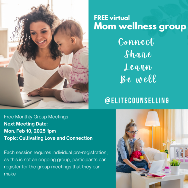 Free virtual mom wellness group therapist facilitated perinatal peer support group February 10 2025