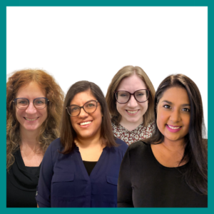 Group photo of four therapists from Elite Counselling & Consulting, smiling warmly and professionally. The diverse team showcases a welcoming and supportive atmosphere for mental health services